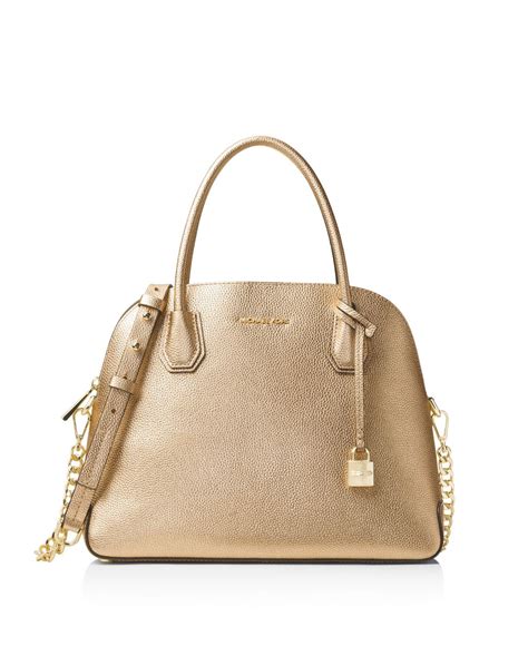 michael kors mercer dome large|Mercer Large Metallic Leather Dome Satchel .